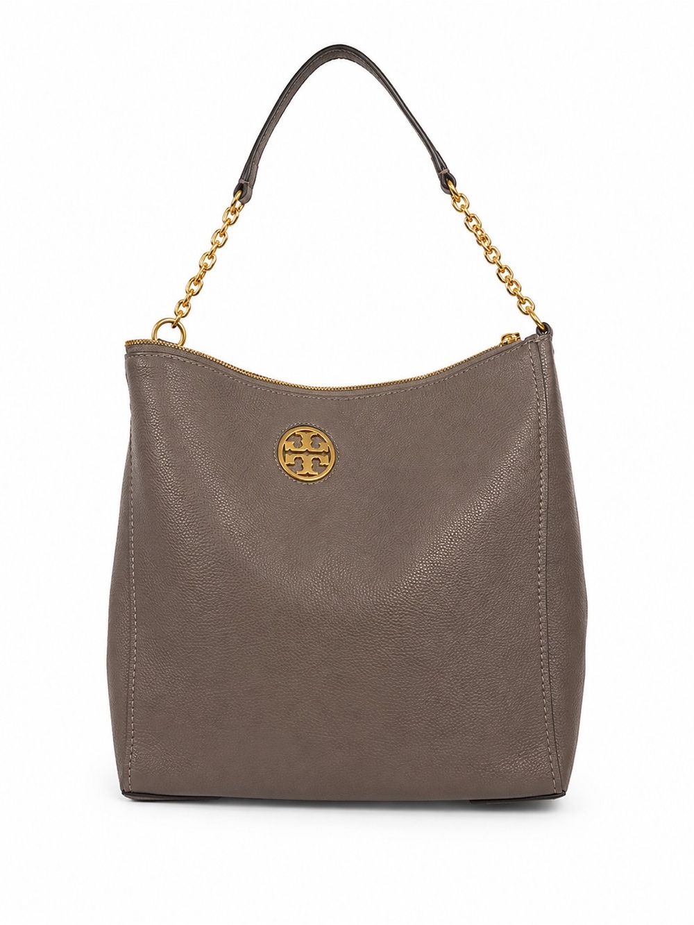 Tory Burch Taupe Leather Hobo with Gold Chain Strap